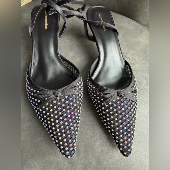 Reformation Wade Kitten Heel Pump Black Studded Women's Shoes Sz 6 NWT - Picture 7 of 8